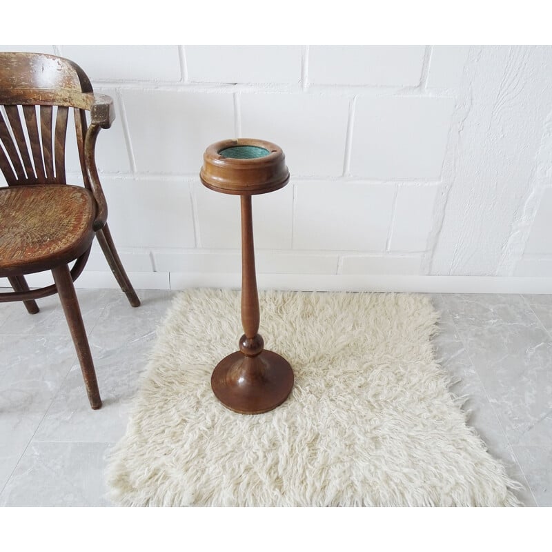 Mid-century standing ashtray made of wood and ceramic, 1930s