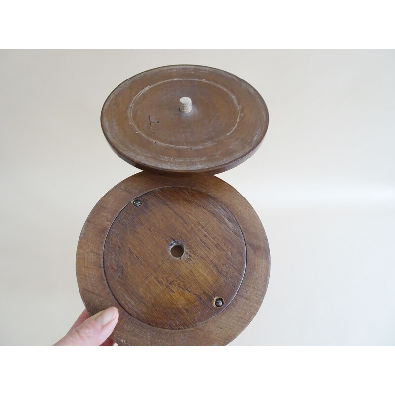 Mid-century standing ashtray made of wood and ceramic, 1930s