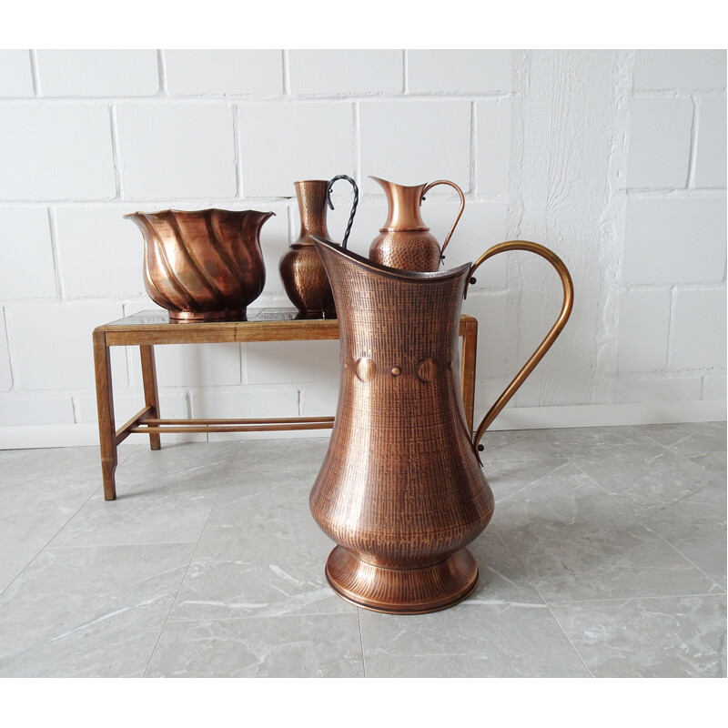 Large vintage copper floor vase, 1950s