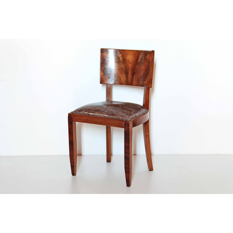 Set of 6 vintage french art deco dining chairs, 1930s