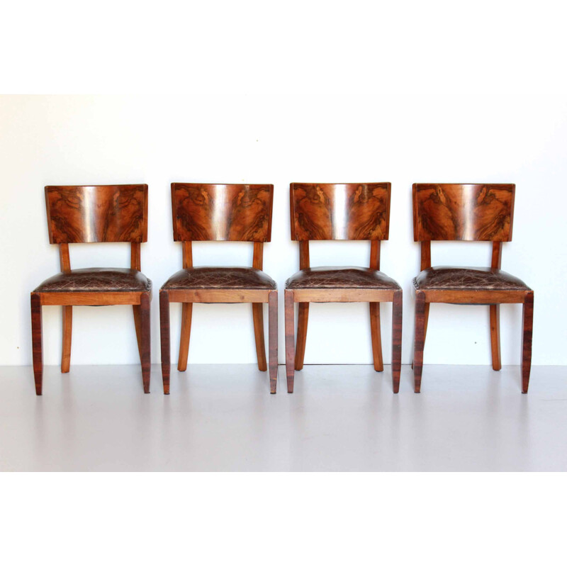 Ensemble de 6 chaises art déco vintage, 1930