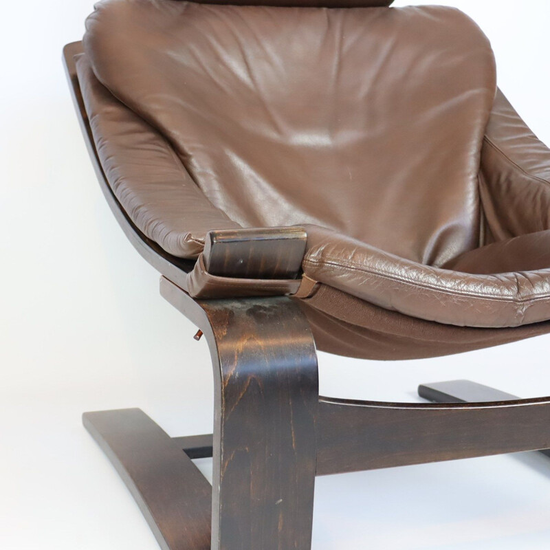 Vintage leather armchair model Kroken by Ake Fribyte, 1970