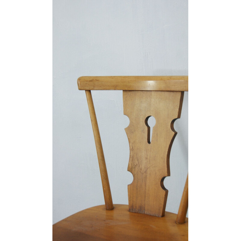 Set of 6 mid-century brutalist beech dining chairs from Bombenstabil, 1960s