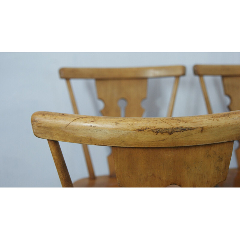 Set of 6 mid-century brutalist beech dining chairs from Bombenstabil, 1960s
