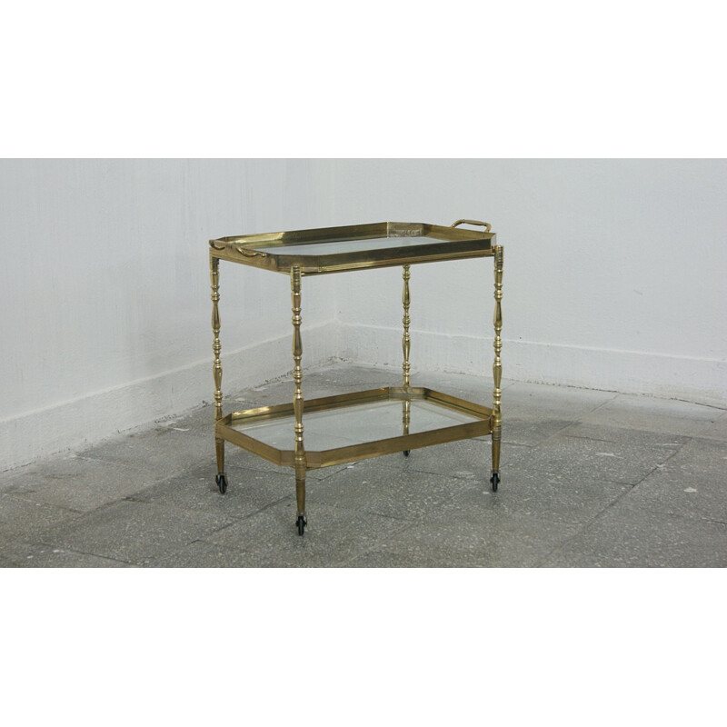 Italian vintage brass bar trolley, 1960s