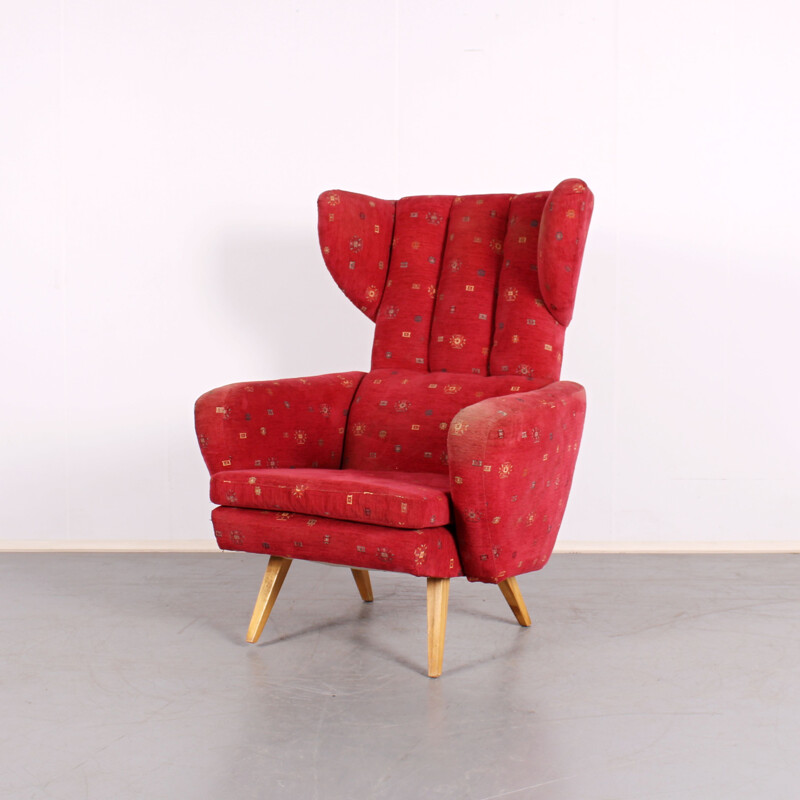Vintage red armchair, 1970s