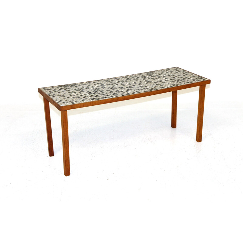 Vintage ceramic and teak coffee table, Sweden 1950