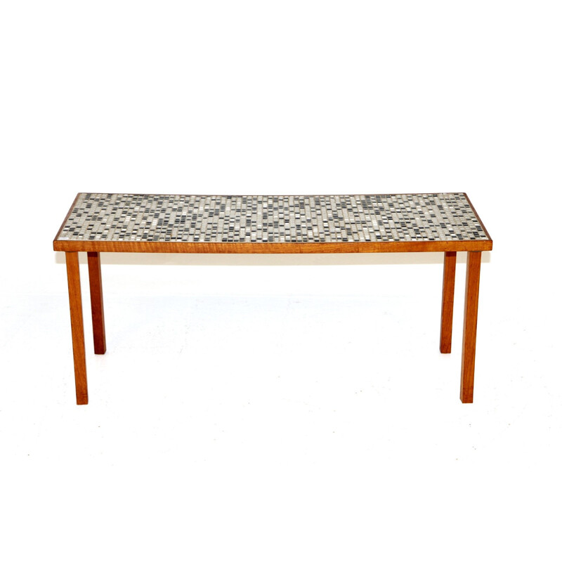 Vintage ceramic and teak coffee table, Sweden 1950