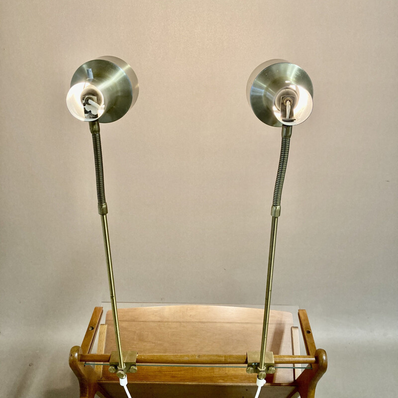 Pair of vintage scandinavian modular wall lamps, 1950