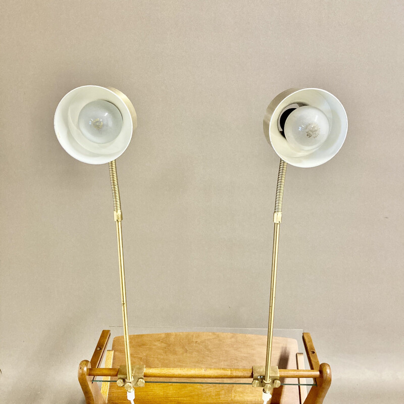 Pair of vintage scandinavian modular wall lamps, 1950