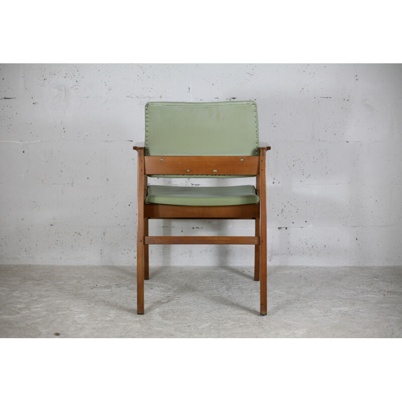 Skandinavischer Vintage-Sessel aus Holz und Kunstleder, 1975