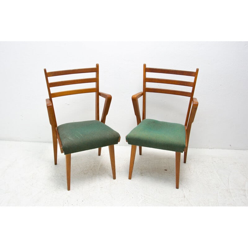 Pair of vintage bentwood office chairs, Czechoslovakia 1960