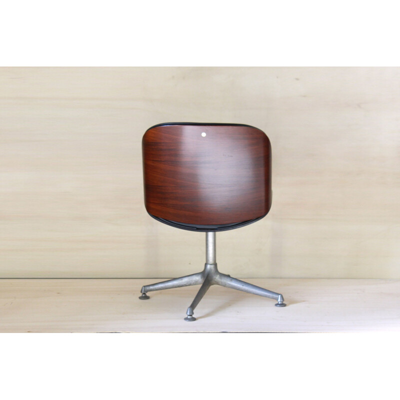 Fauteuil de bureau vintage en cuir noir par Ico Parisi pour Mim Roma, 1960