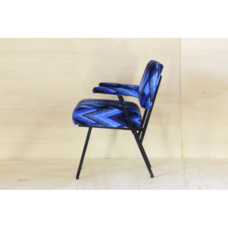 Vintage black and blue armchair, 1960s