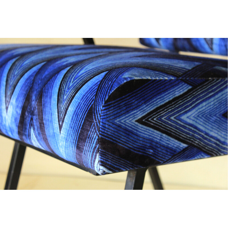 Fauteuil vintage noir et bleu, 1960