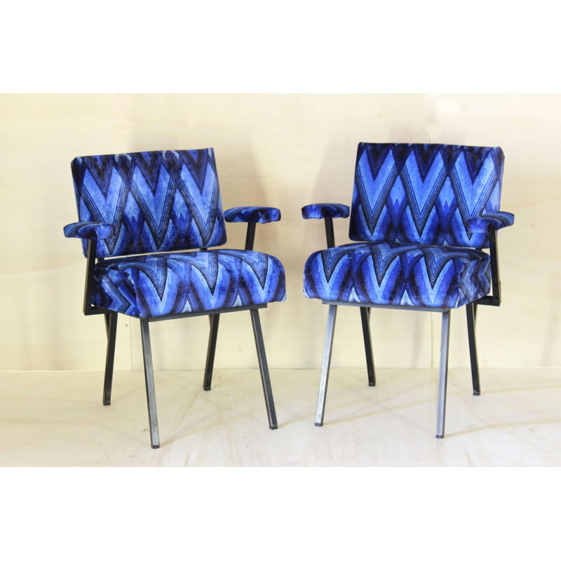 Zwart-blauwe vintage fauteuil, 1960
