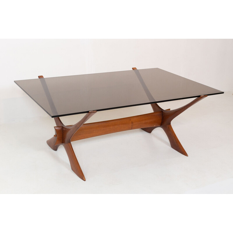 Condor" vintage teakhouten salontafel met rookglas van Fredrik Schriever-Abeln voor Örebro, Zweden 1960