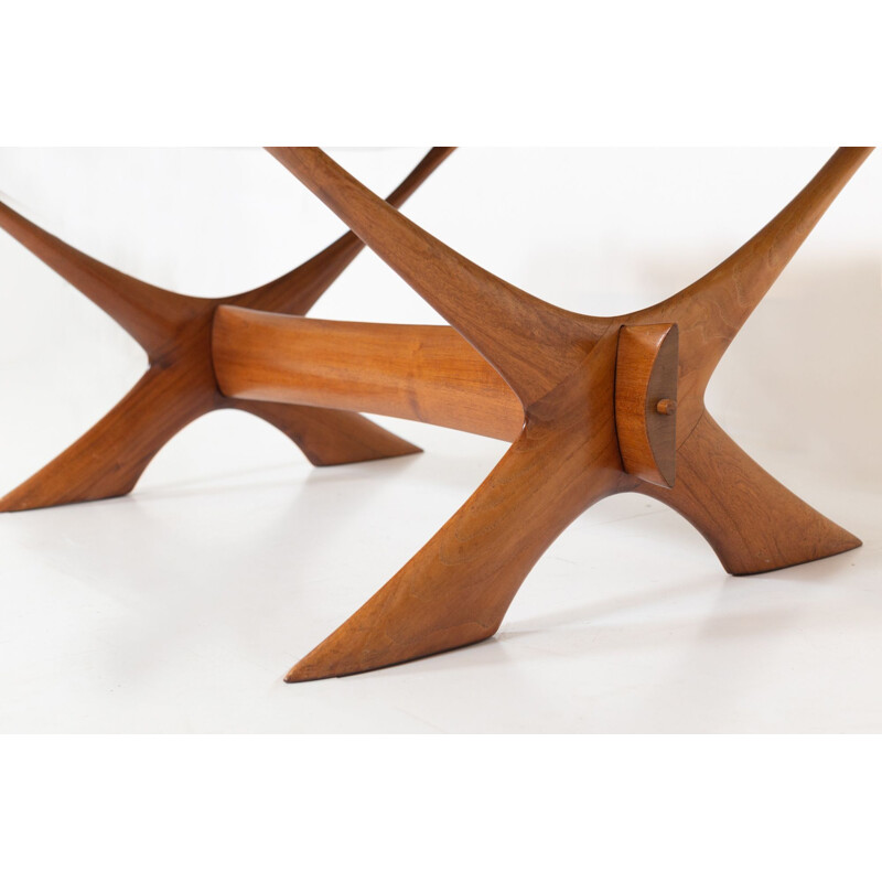 Vintage teak coffee table "Condor" with smoked glass by Fredrik Schriever-Abeln for Örebro, Sweden 1960