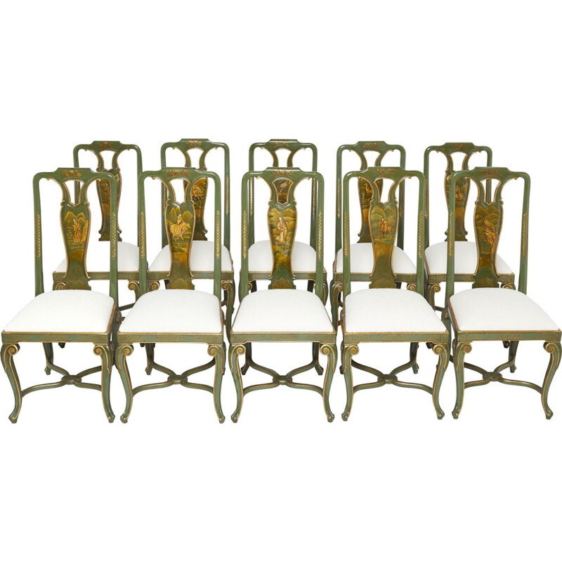 Set of 10 vintage chairs by Maison Jansen, 1940 