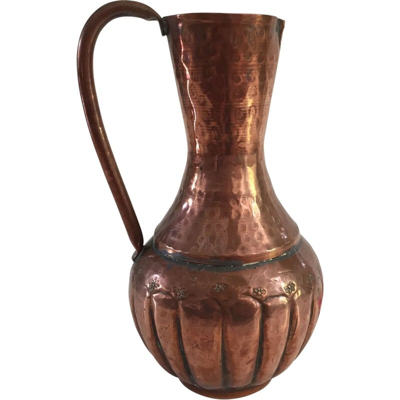 Vintage hammered copper pitcher vase