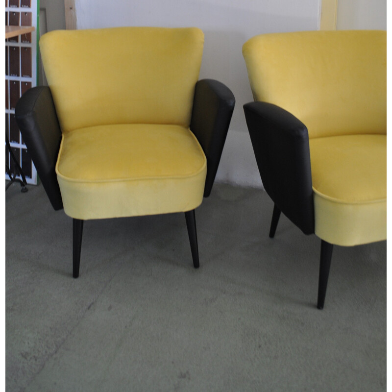 Pair of cocktail chairs in velvet fabric - 1950s