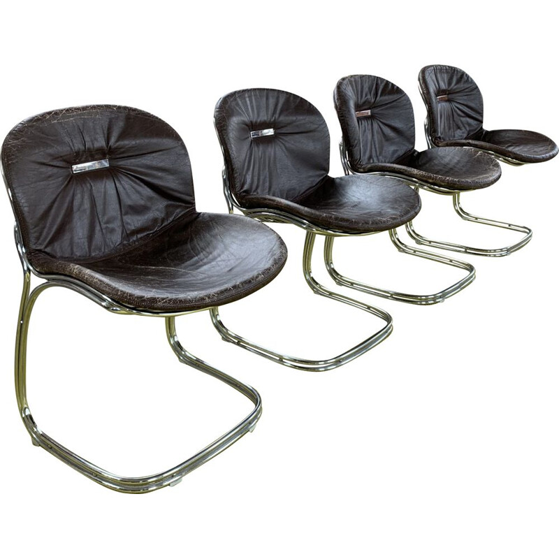 Set of 4 vintage Italian Sabrina chairs by Gastone Rinaldi for Rima, 1970s