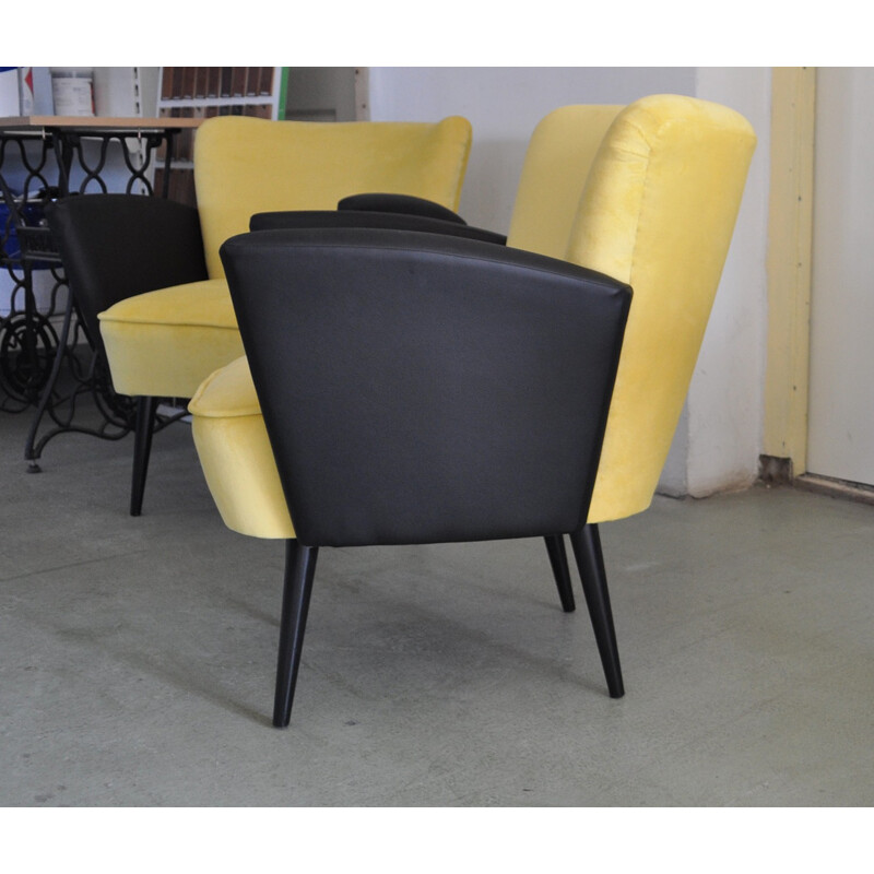 Pair of cocktail chairs in velvet fabric - 1950s