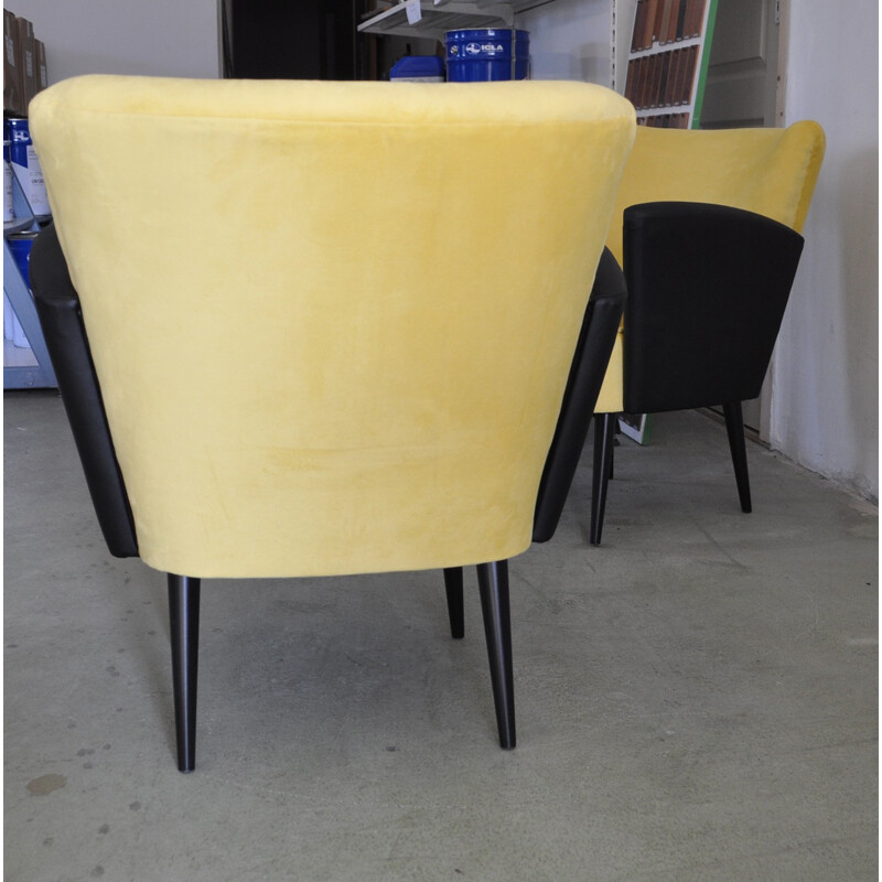 Pair of cocktail chairs in velvet fabric - 1950s