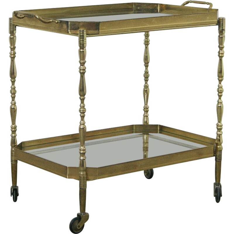 Italian vintage brass bar trolley, 1960s