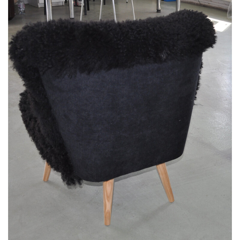 Vintage sheepskin Cocktail Club chair, 1960