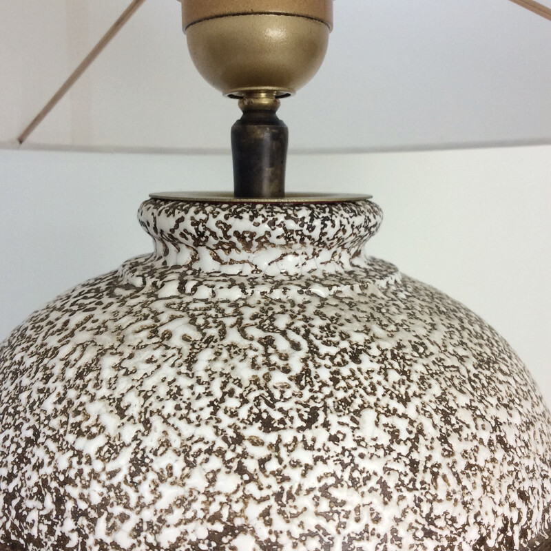 Vintage glazed ceramic lamp, France 1940