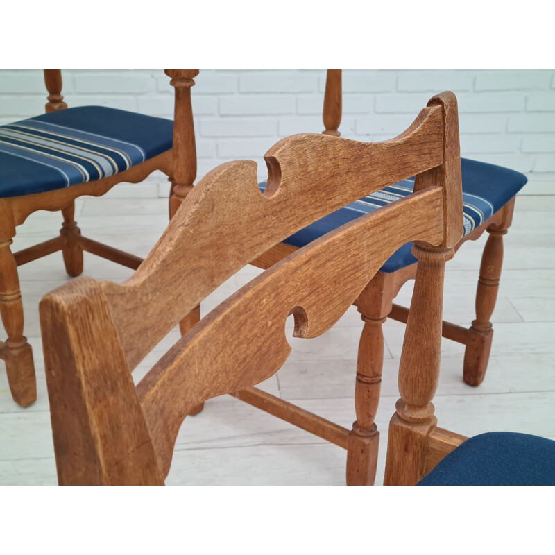 Set of 5 vintage Danish oak wood chairs, 1960s