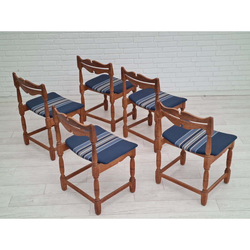Conjunto de 5 cadeiras de carvalho dinamarquês vintage, 1960