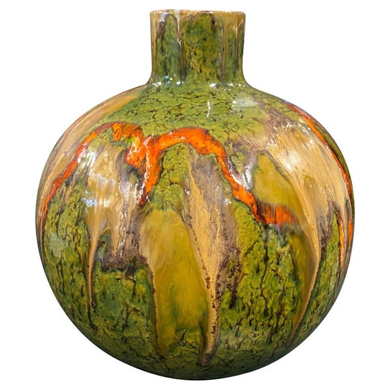 Vase italien vintage en céramique peint à la main par Bertoncello, 1970