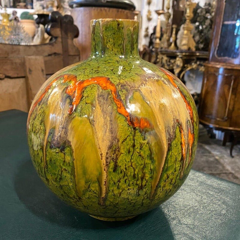 Vase italien vintage en céramique peint à la main par Bertoncello, 1970