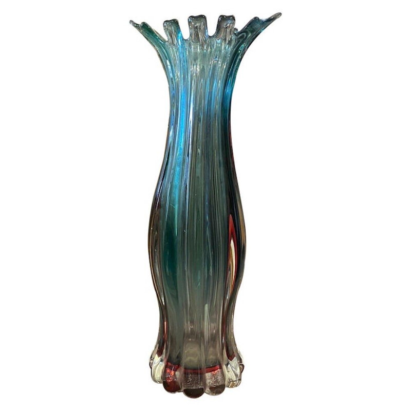 Vintage Sommerso Vase aus Muranoglas von Flavio Poli für Seguso, Italien 1970