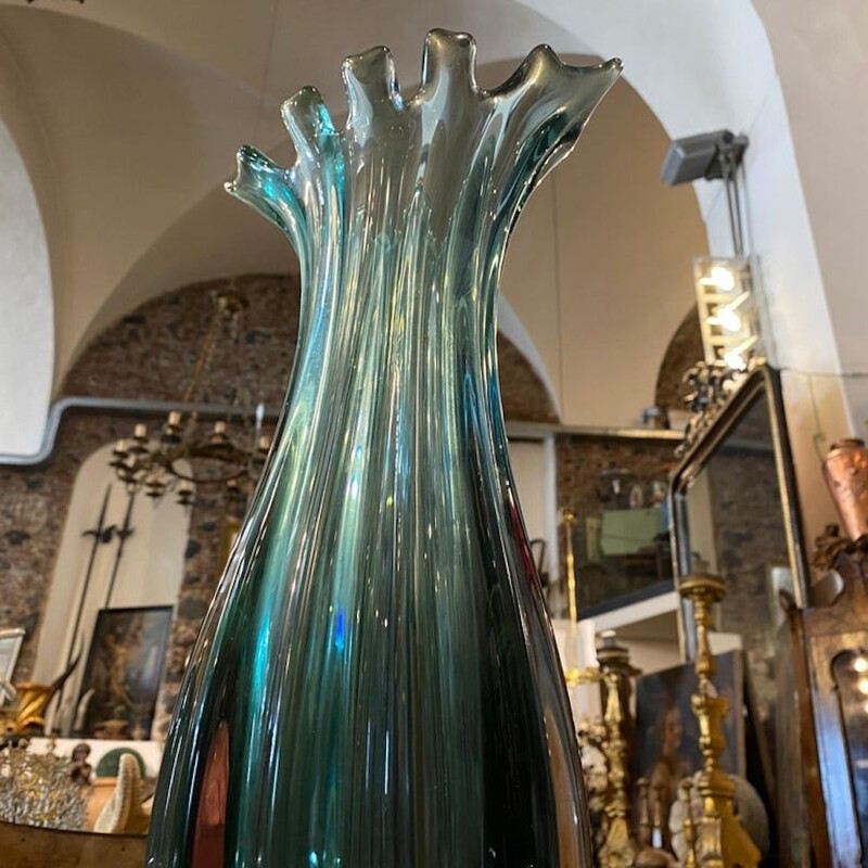 Vase vintage Sommerso en verre de Murano par Flavio Poli pour Seguso, Italie 1970