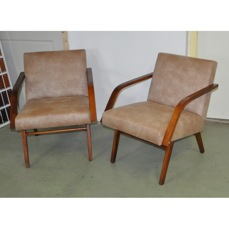 Paire de fauteuils Cesky Nabytek en cuir - 1960