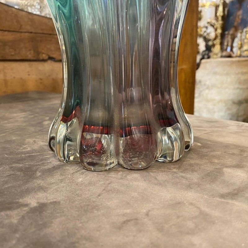 Vase vintage Sommerso en verre de Murano par Flavio Poli pour Seguso, Italie 1970