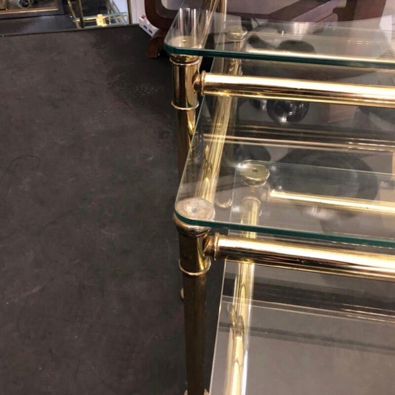 Vintage brass and glass nesting tables, Italy 1960