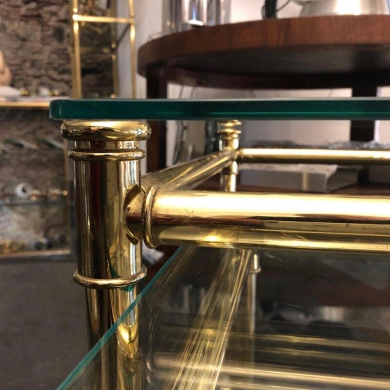 Vintage brass and glass nesting tables, Italy 1960