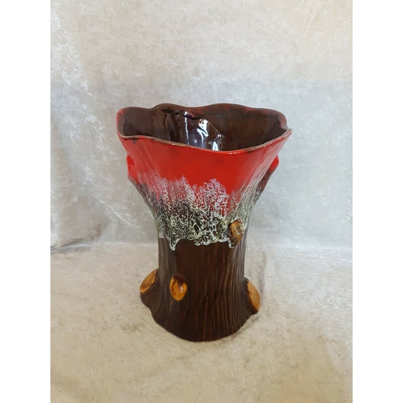 Vase vintage Vallauris en forme de tronc d'arbre, 1970