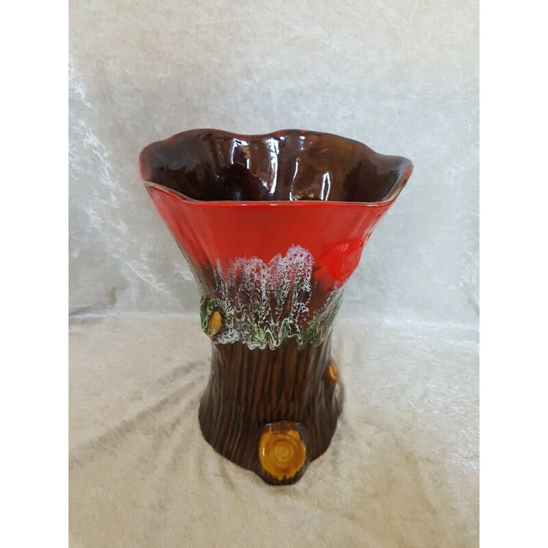 Vase vintage Vallauris en forme de tronc d'arbre, 1970