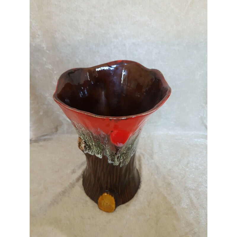 Vintage Vallauris tree trunk vase, 1970