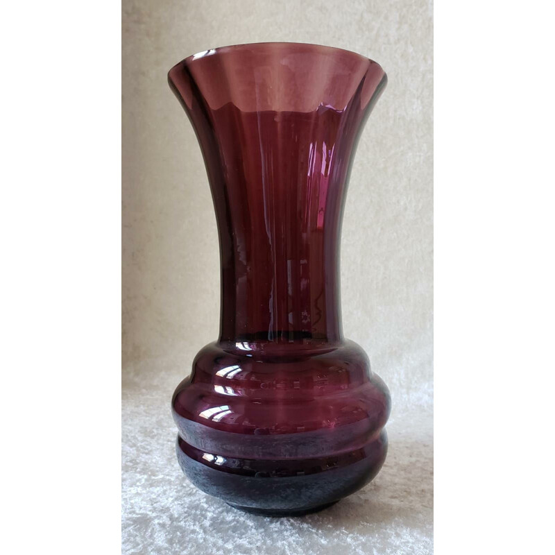 Vintage purple glass vase, 1930