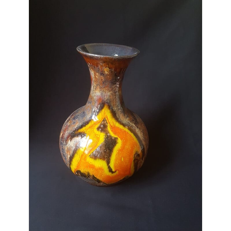 Vintage glazed earthenware vase by Walter Gerhards, Germany 1970