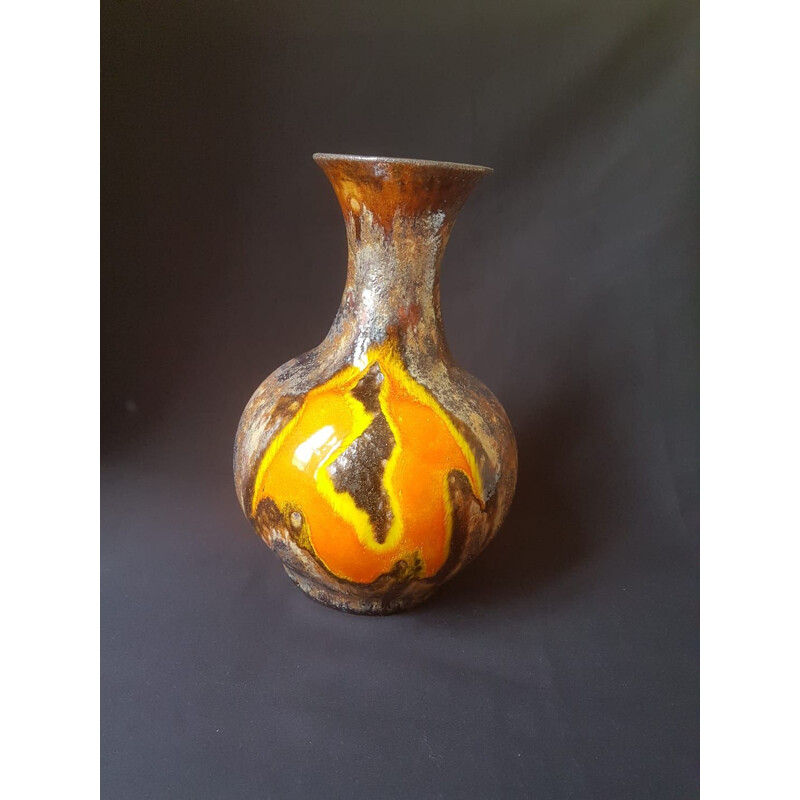 Vintage glazed earthenware vase by Walter Gerhards, Germany 1970