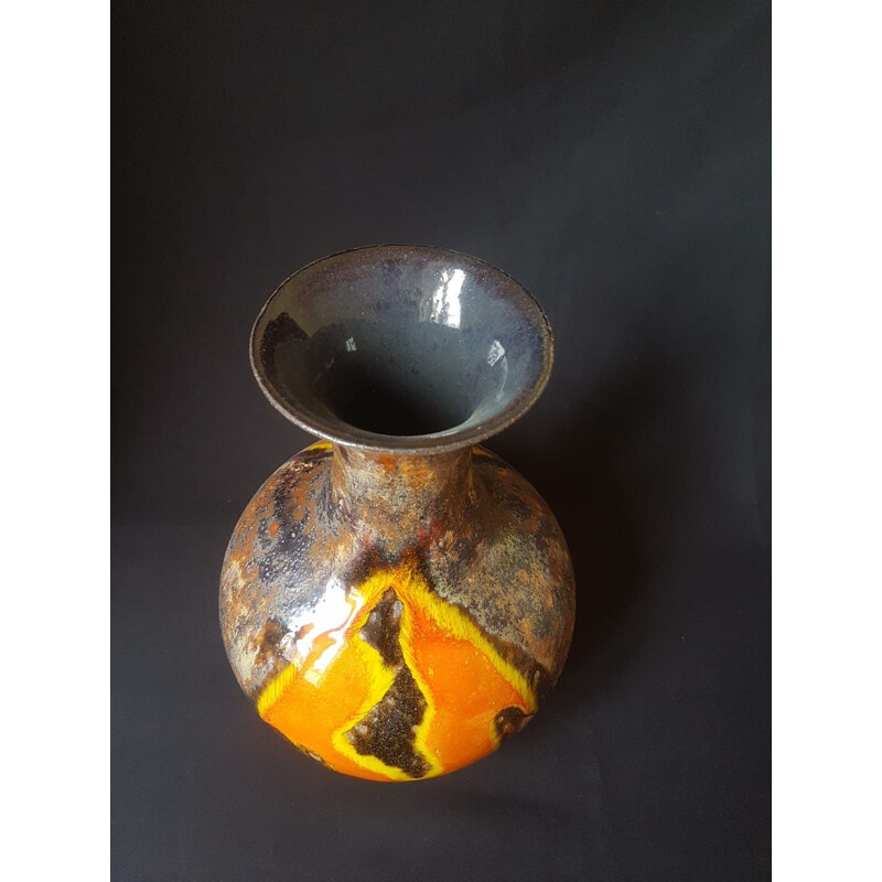 Vintage glazed earthenware vase by Walter Gerhards, Germany 1970