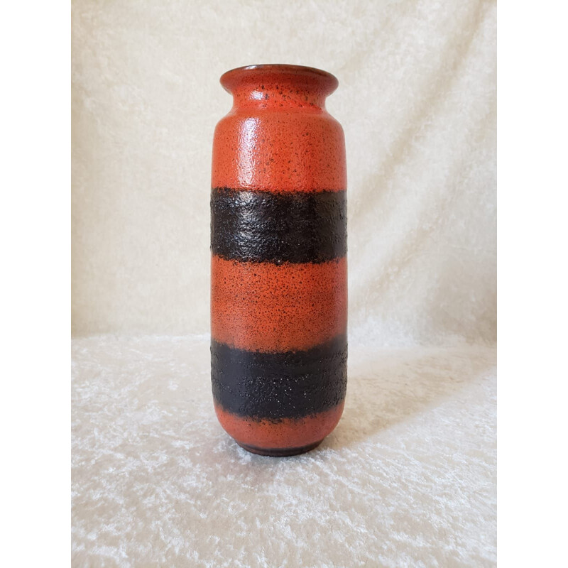 Vintage vaso vermelho e preto, Alemanha 1960-1970