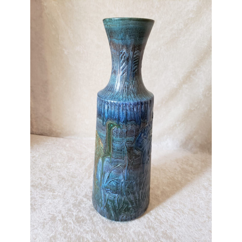 Vintage glazed ceramic vase by Cocéram, Belgium 1960